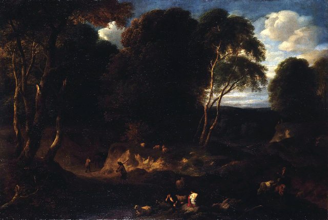 Forest Landscape with Human Figures by Cornelis Huysmans