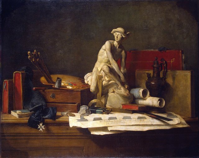 Still Life with Attributes of the Arts by Jean-Baptiste-Siméon Chardin