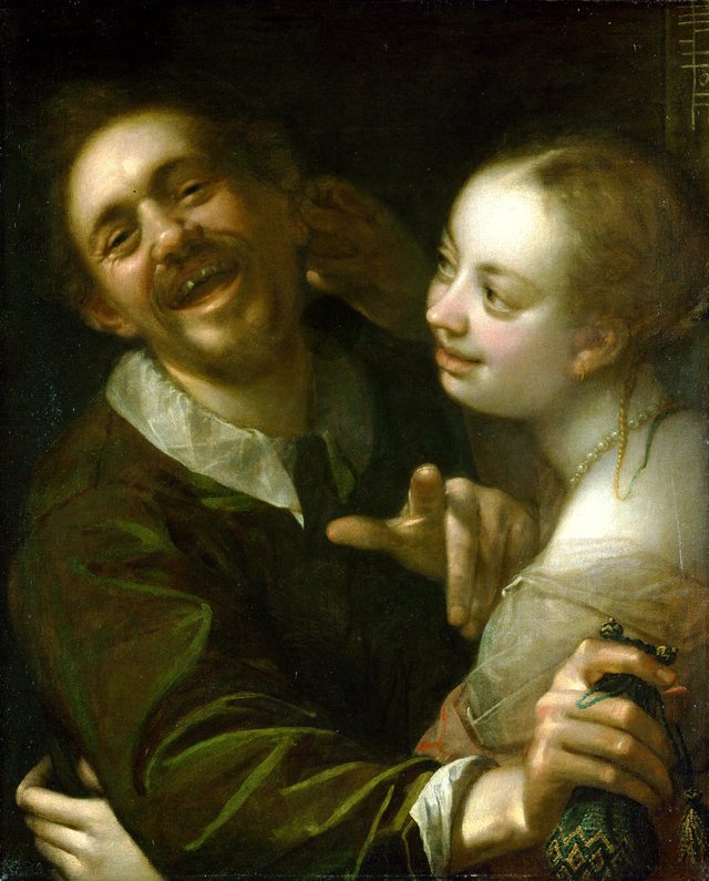 Couple in a tavern by Hans von Aachen