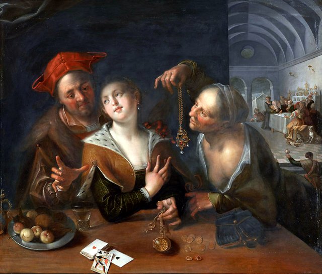 Couple Scene by Hans von Aachen