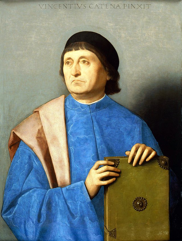 Portrait of a man with a book by Vincenzo Catena