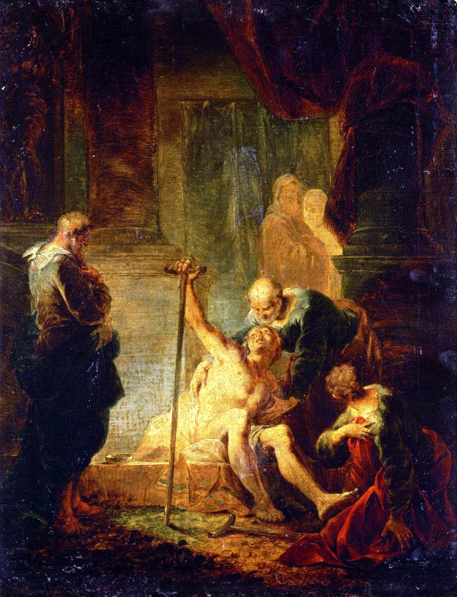 Petrus und Johannes heilen den Lahmgeborenen im Tempel by Januarius Zick