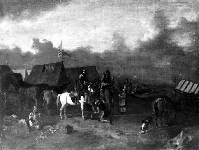 Lagerszene by Pieter van Bloemen