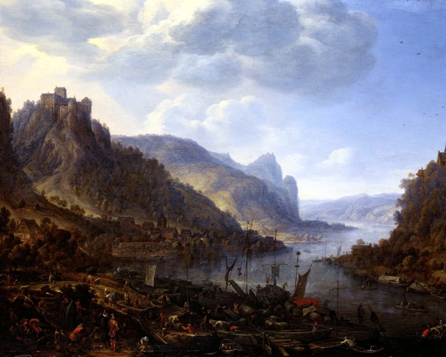 Rheinlandschaft mit Landungsplatz by Herman Saftleven