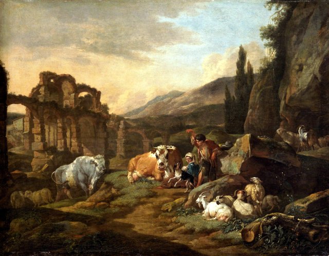 Landschaft mit Tieren by Johann Heinrich Roos