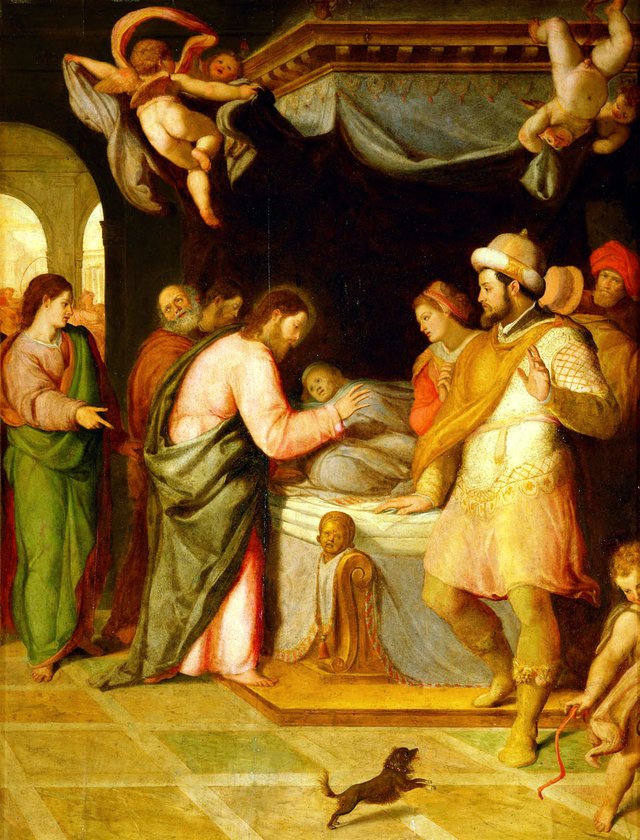 Raising the daughter of Jairus by Santi di Tito