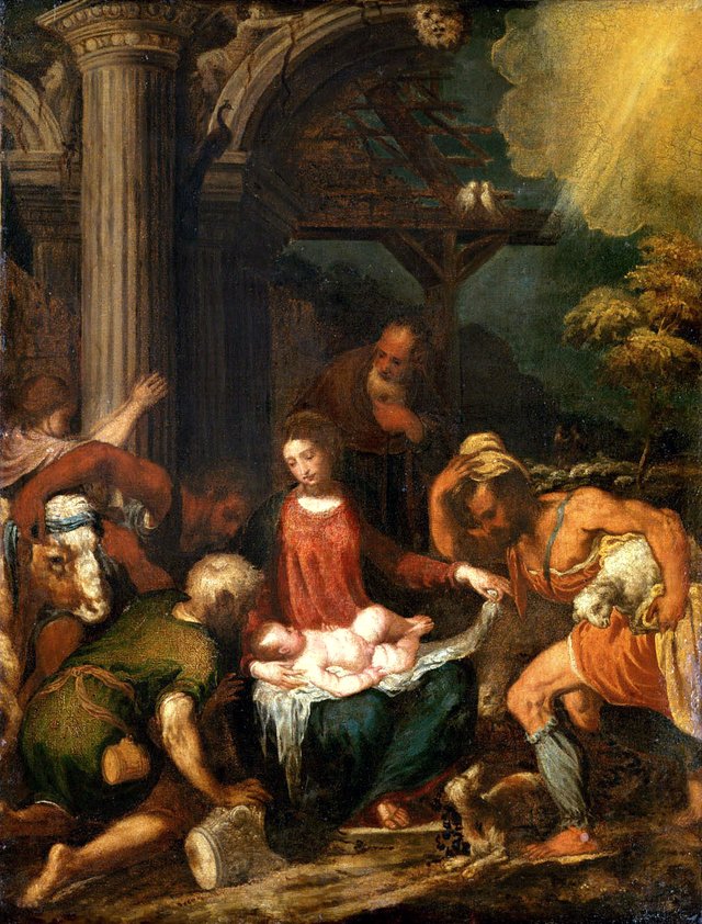Adoration of the Shepherds by Andrea Schiavone