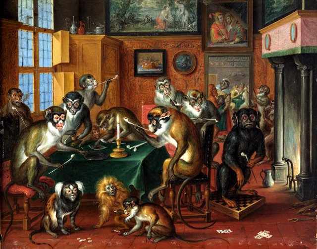 Tabakskollegium with monkeys by Abraham Teniers