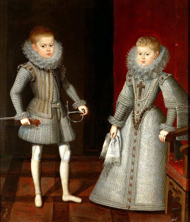 Infant Carlos (1607-1632) mit seiner Schwester, Infantin Maria Anna (1606-1646), Bildnis in ganzer Figur by Bartolomé González y Serrano