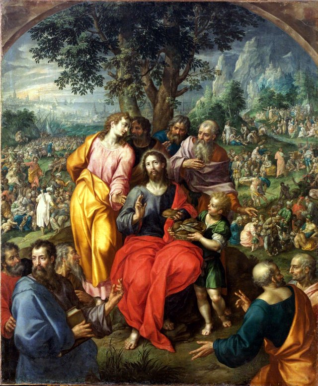 Feeding Of Five Thousand by Hendrick de Clerck
