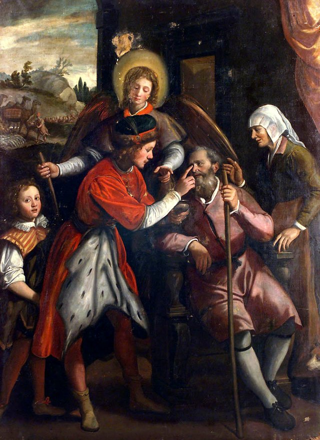 Tobias heals his blind father by Santi di Tito