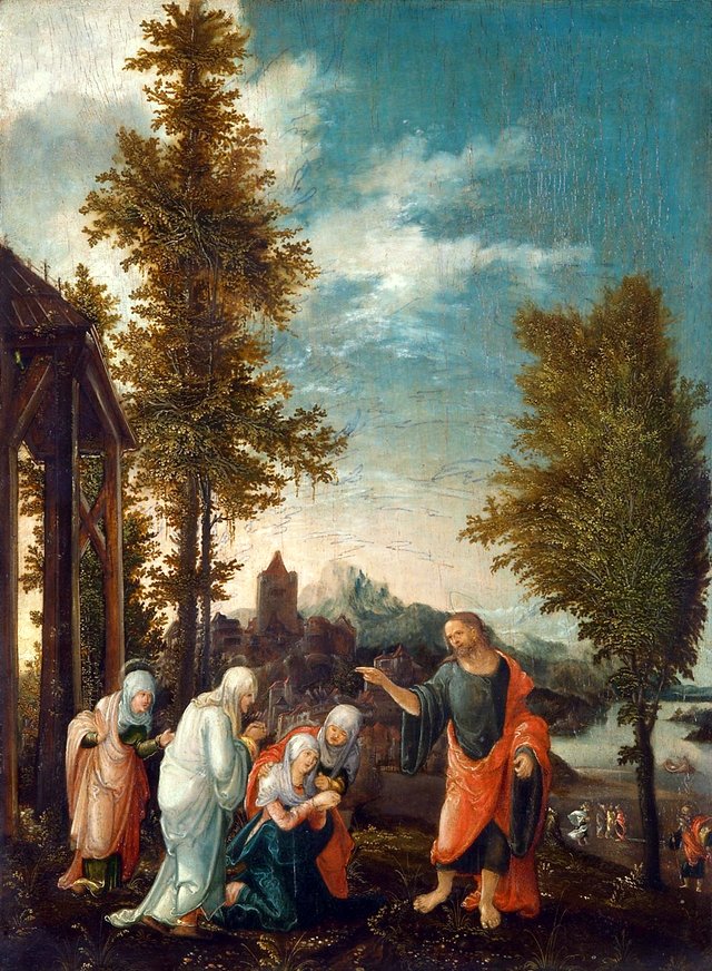 Christ taking leave of his Mother. by Wolf Huber
