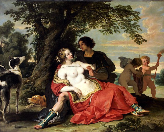 Venus   and  Adonis by Abraham Janssens I