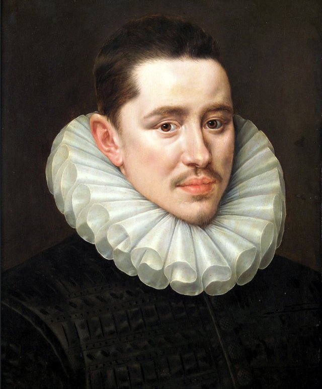 Portrait of a unknown man by Adriaen Thomasz. Key