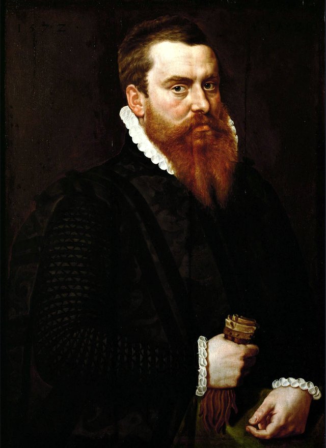 Portrait of a man with a reddish blond beard by Adriaen Thomasz. Key