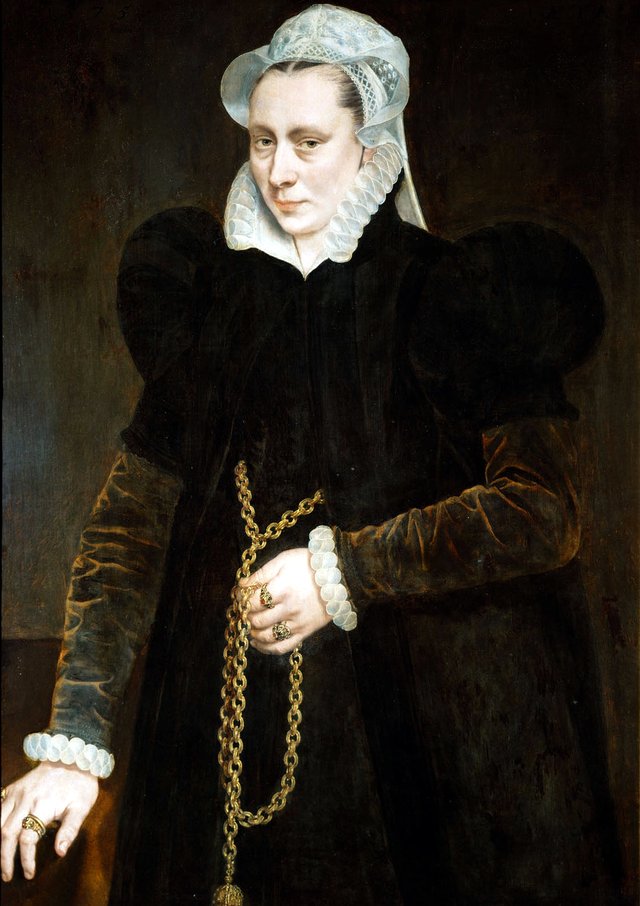 Portrait of an unknown woman by Adriaen Thomasz. Key