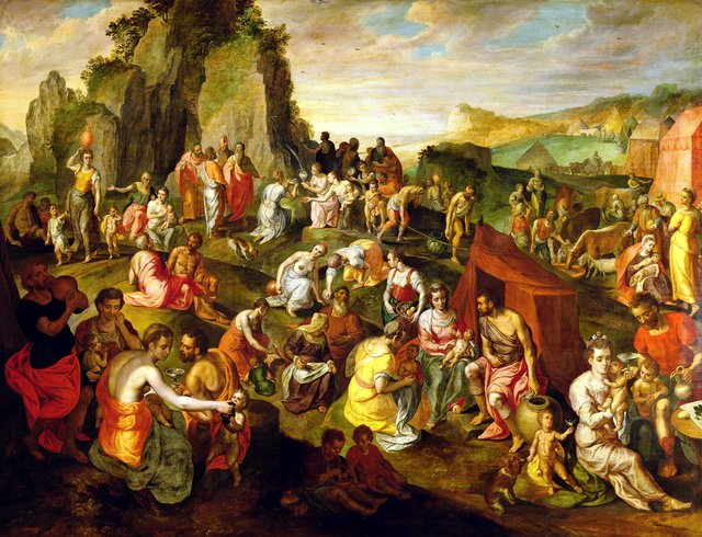 Moses strikes water from the rock by Gillis Mostaert