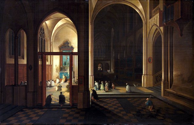 Evening Mass in a Gothic Church by Pieter Neefs the Elder