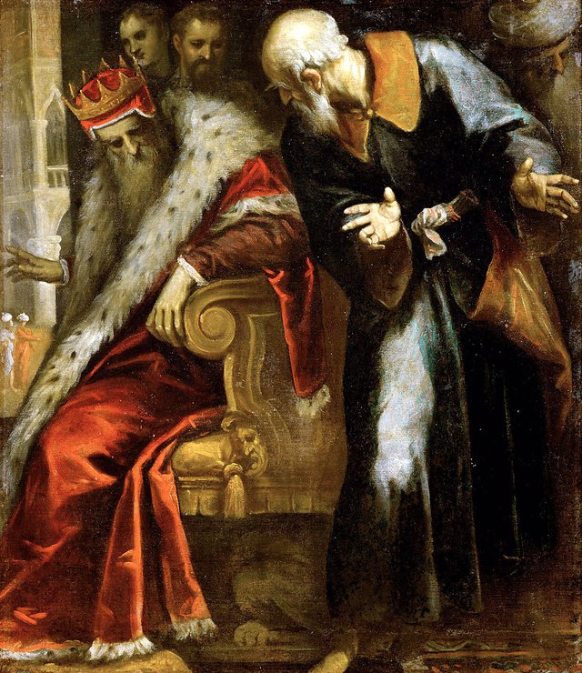 The prophet Nathan admonishes King David by Palma il Giovane