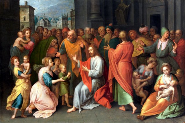 Christ blessing the children by Adam van Noort