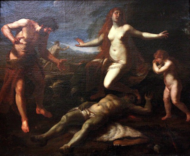 Adam et Ève pleurant la mort d'Abel by Alessandro Turchi