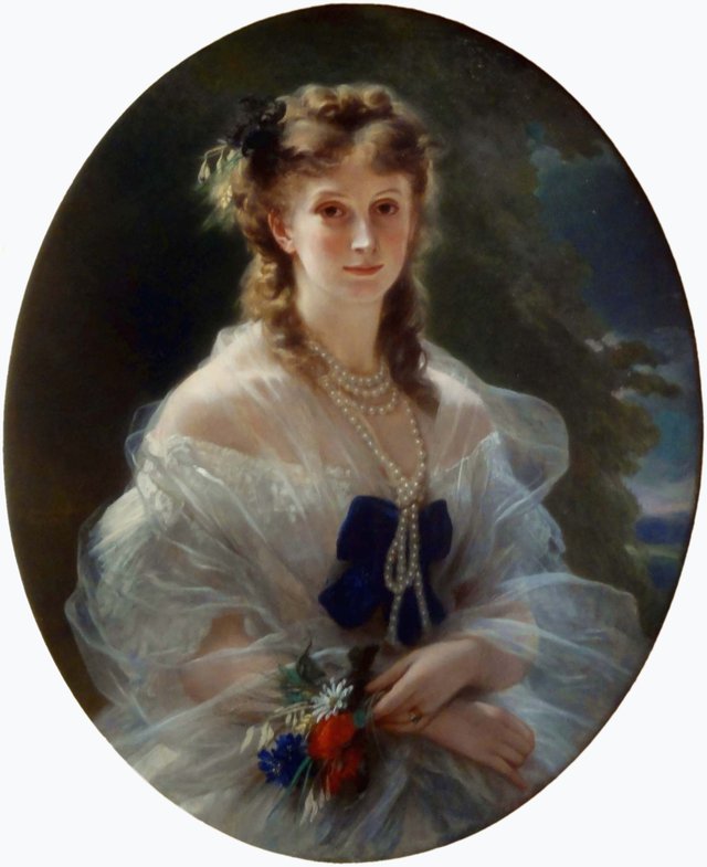 Portrait of a Lady in white, The Duchess of Morny, born Sophie Troubetzkoy by Franz Xaver Winterhalter