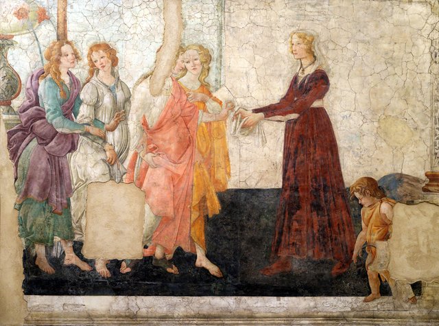 Venus and the Three Graces Presenting Gifts to Giovanna degli Albizzi by Sandro Botticelli