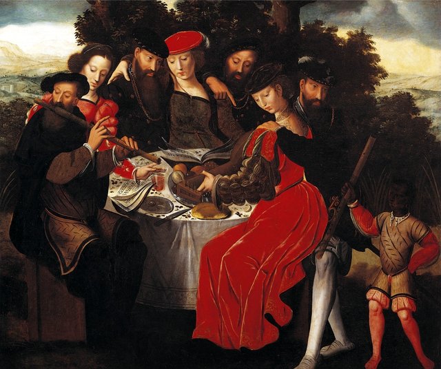 Garden - party playing music by Ambrosius Benson