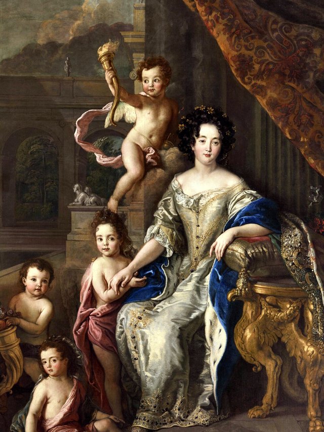 Anne de Bavière, duchesse d’Enghien puis princesse de Condé, avec ses enfants by Pierre Mignard I