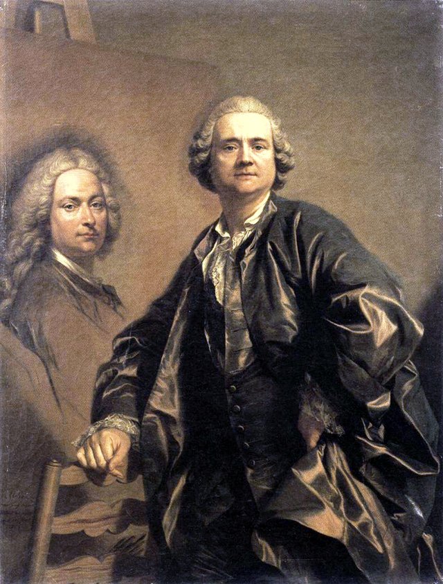Louis Michel Van Loo painting a Portrait of his Father Jean Baptiste by Louis-Michel van Loo