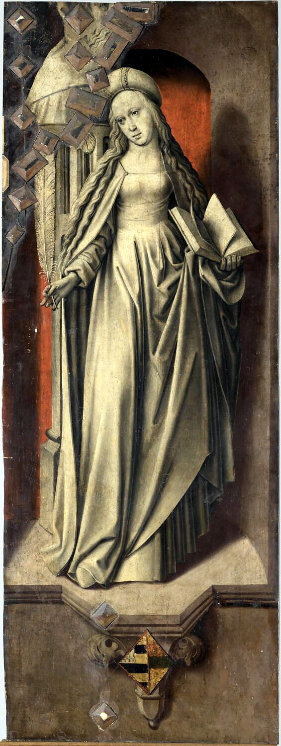 H Barbara en het wapen van Anton II Averhoult by Colijn de Coter