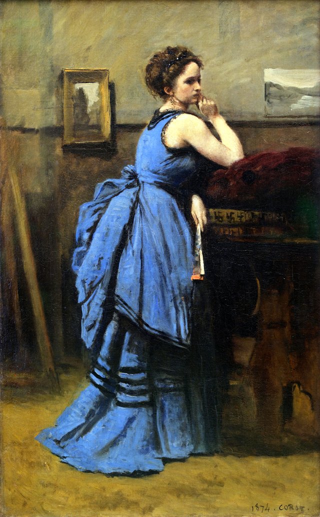 Lady in Blue by Jean-Baptiste Camille Corot