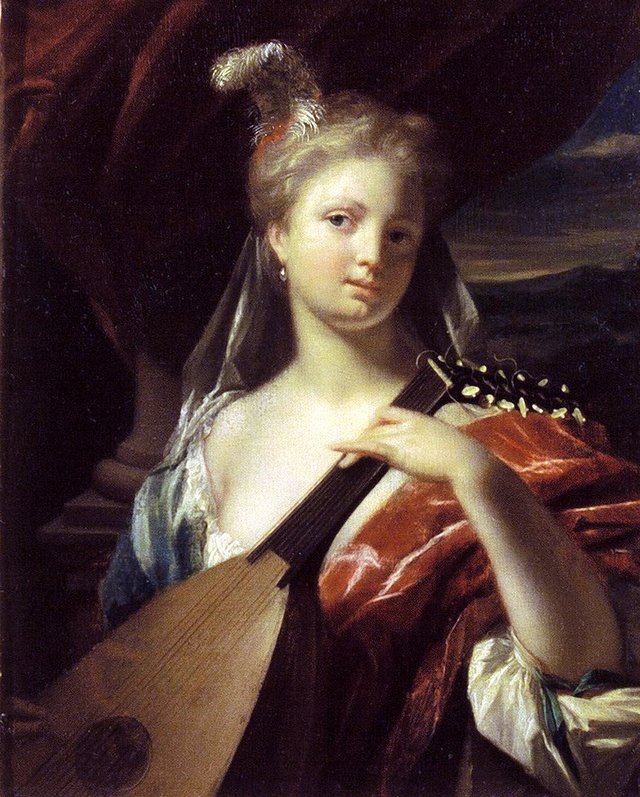 Woman Playing a Lute by Philip van Dijk