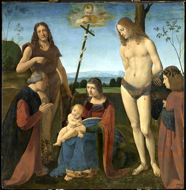 Virgin and Child with Sts John the Baptist and Sebastian by Giovanni Antonio Boltraffio