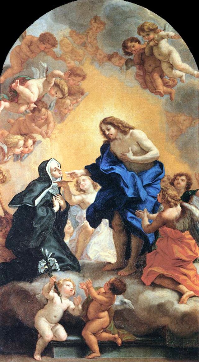 A Blessed Abbess Receiving the Host from the Hands of Christ by Giovanni Battista Gaulli
