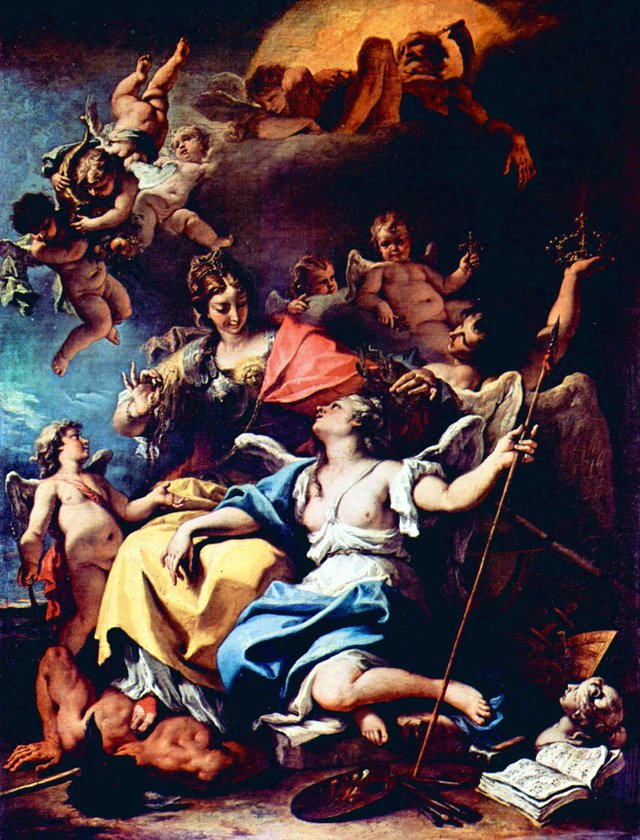 Allegory of France as Minerva Trampling Ignorance and Crowning Virtue by Sebastiano Ricci