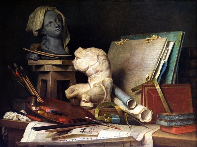 Attributes of Painting, Sculpture and Architecture by Anne Vallayer-Coster