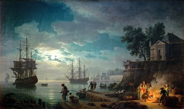 Seaport by Moonlight by Joseph Vernet
