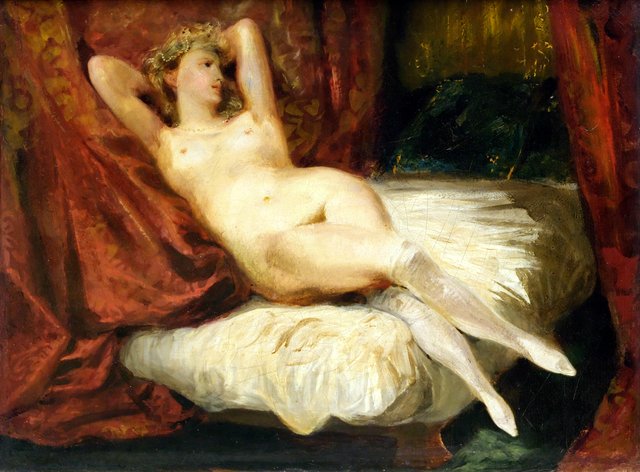 Study of Female Nude Reclining on a Divan by Eugène Delacroix