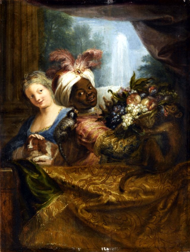 Angola, trumpeter of Louis XIV, holding a fruit basket by Antoine Coypel