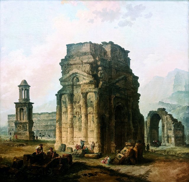 The Arc de Triomphe and the Theatre of Orange by Hubert Robert