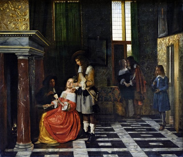 Card Players in an Opulent Interior by Pieter de Hooch