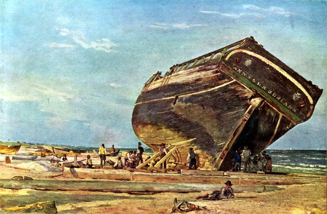 A ship on the beach of Skagen by Martinus Rørbye