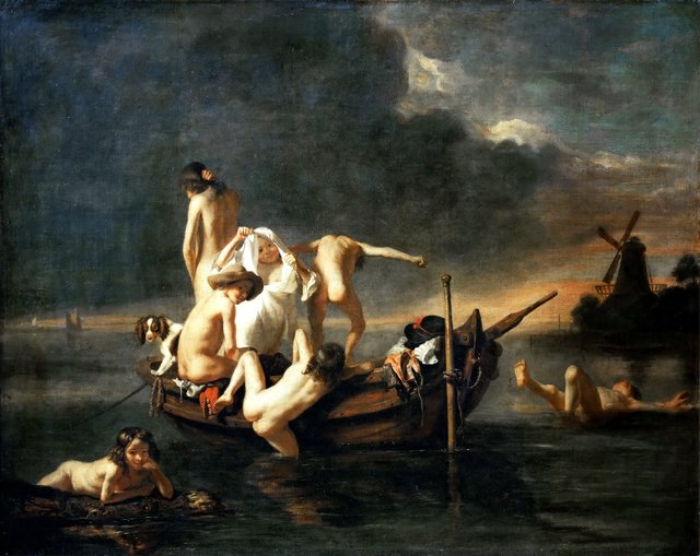 Bathing children by Nicolaes Maes