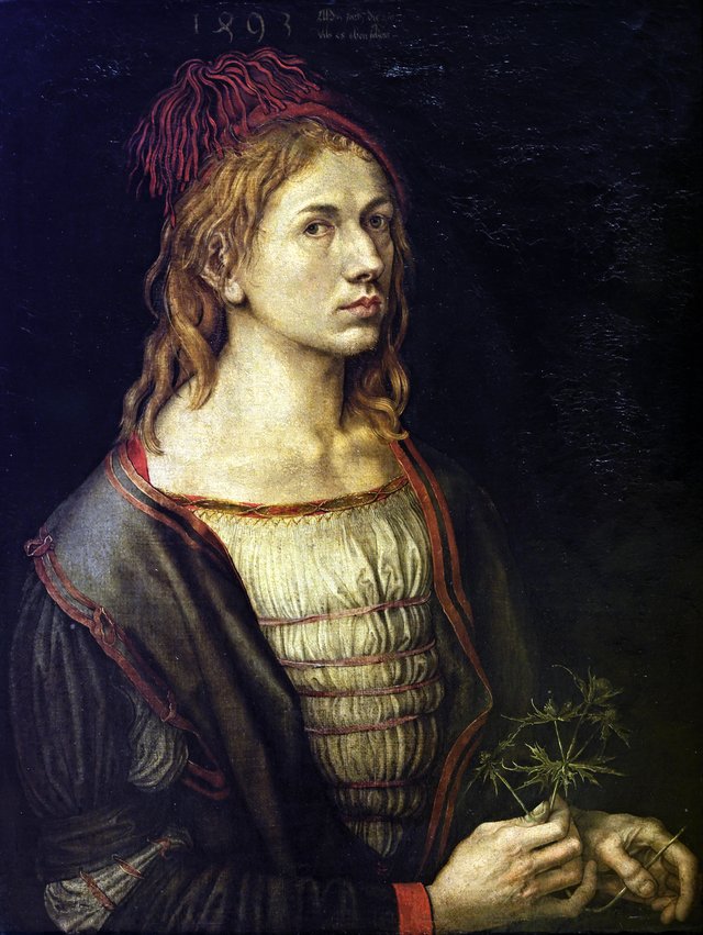 Portrait of the Artist Holding a Thistle by Albrecht Dürer