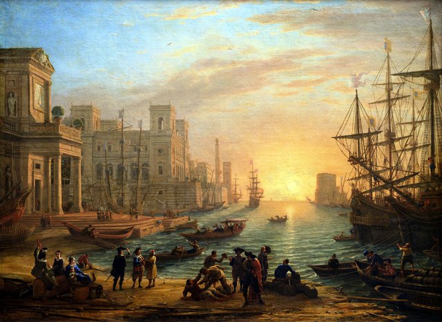 Sea Port at Sunset by Claude Lorrain