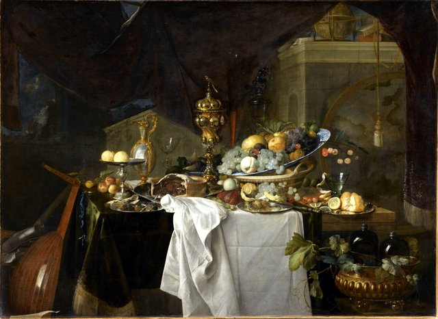 Still life of fruit and sumptuous tableware by Jan Davidsz. de Heem