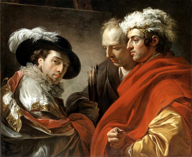 Triple portrait of the artist, the architect Pierre Rousseau and the painter Coclers Van Wyck by François-André Vincent