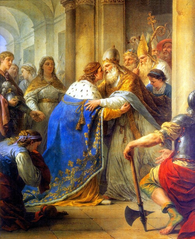 Meeting between Innocent IV and Saint Louis by Louis-Jean-François Lagrenée