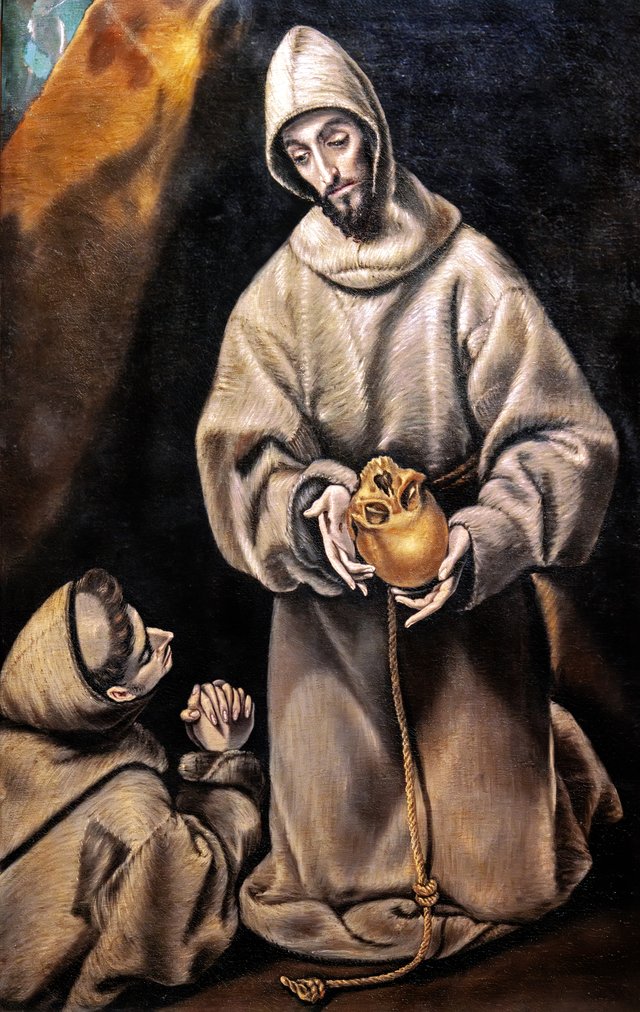 Saint François d'Assise et frère Léon méditant sur la mort by El Greco